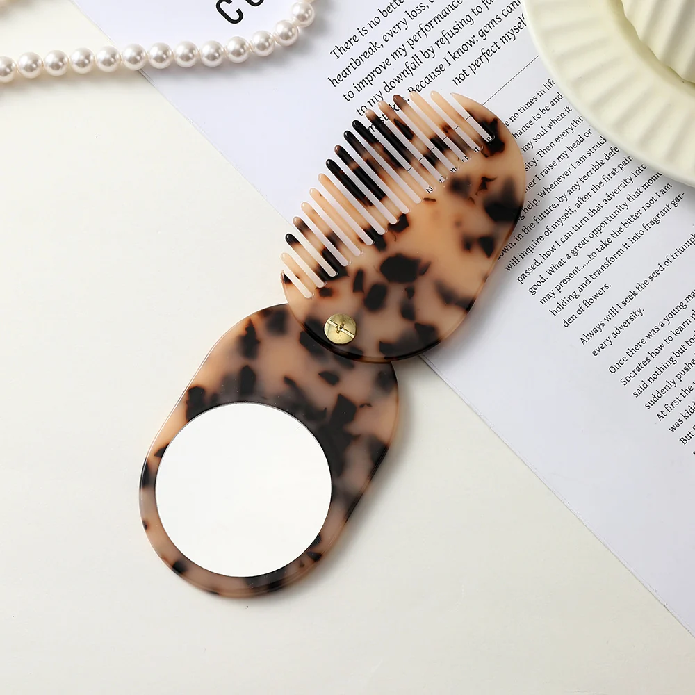 Vintage Leopard Oval Acetate Hair Combs MK2PPM6CT5CB64