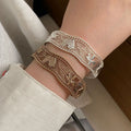 Trendy Vertical Brushed Wide Open Cuff Bracelet 6W6JBR571