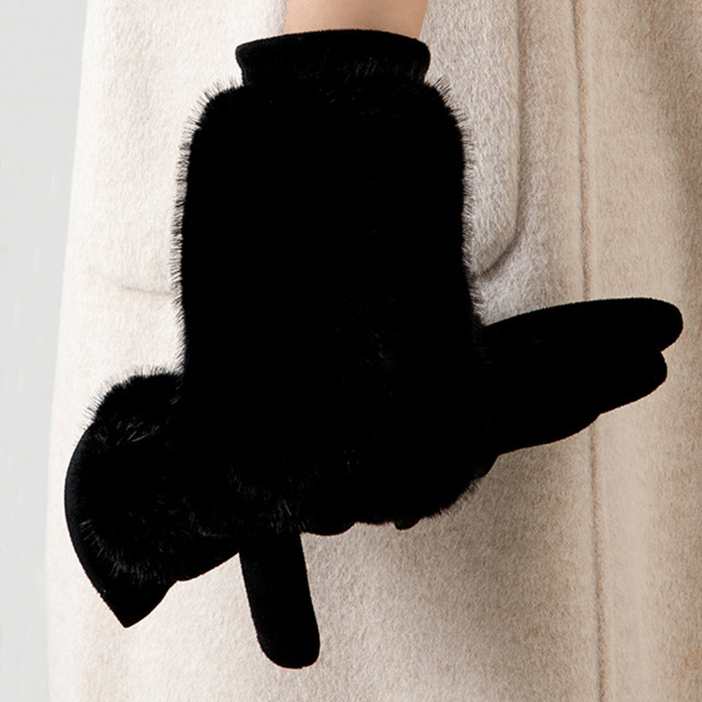 Faux Fur Touchscreen Gloves - DippedShop Wholesale - #5379