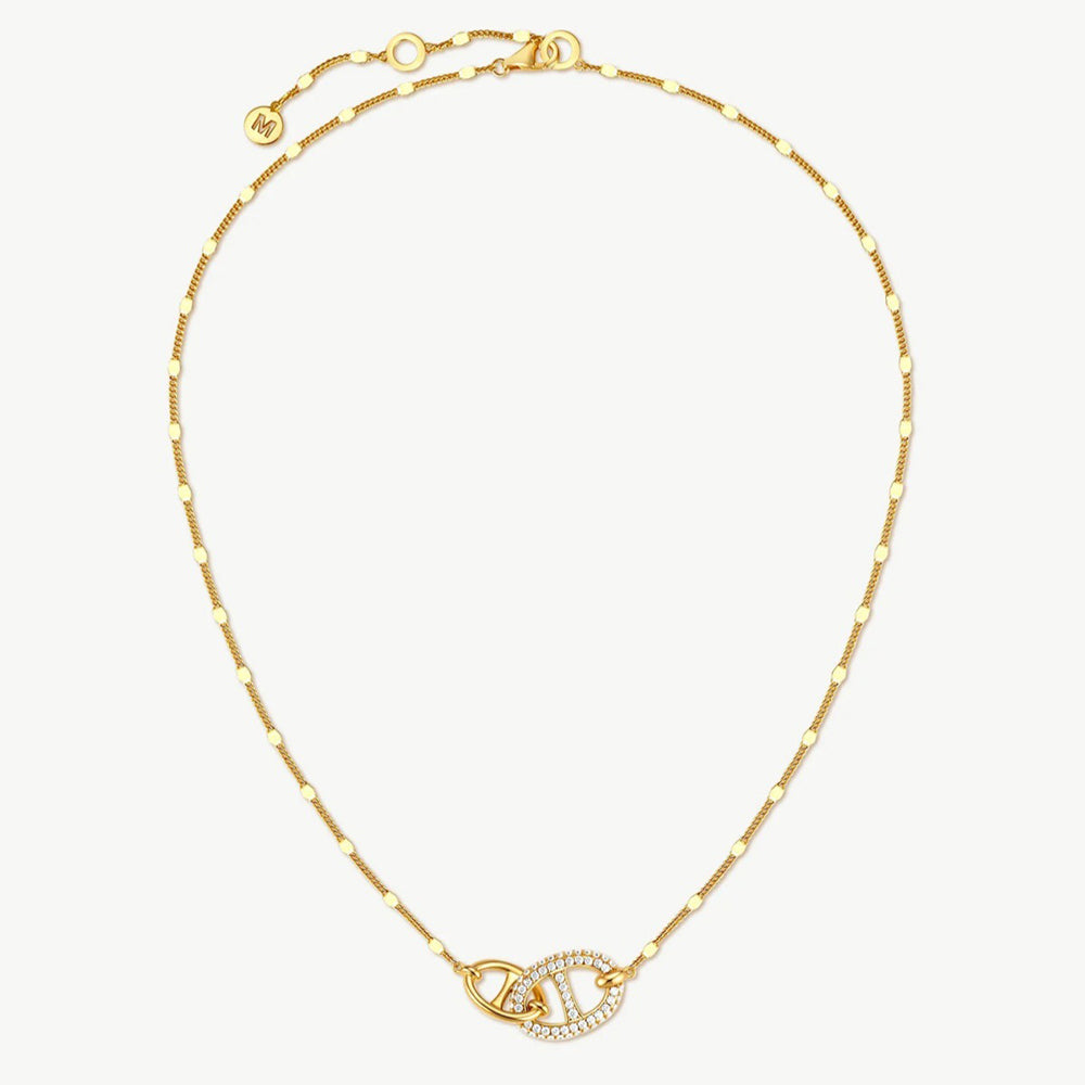 Trendy Cubic Zircon Gold Plated Chain Necklace 6W6JNC1028