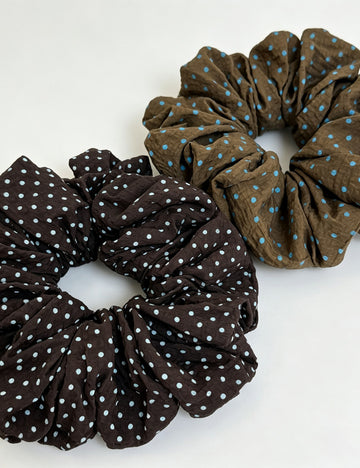 Ruffled Polka Dot Scrunchies - DippedShop Wholesale - #6899