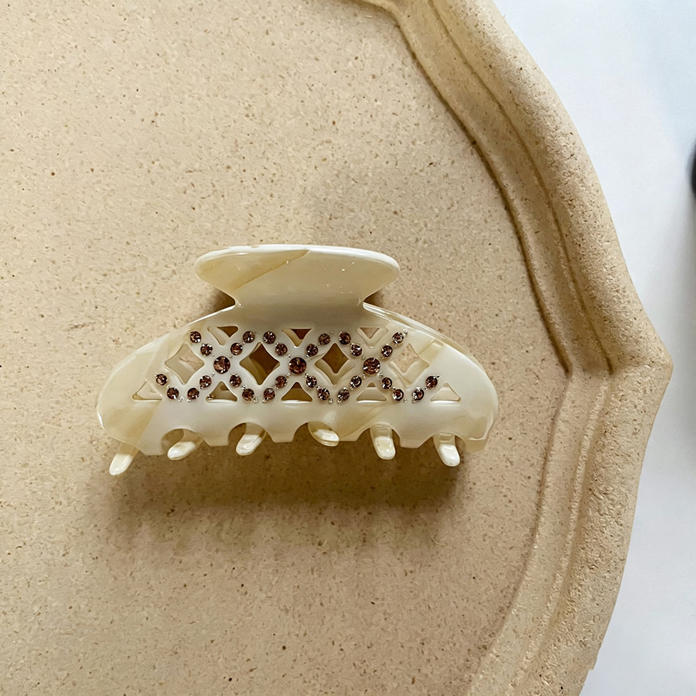 Simple Hollow Out Rhinestone Acetate Hair Claw 6W6HCP1671