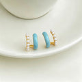 Trendy Enamel Pearl Geometric Stud Earrings 6W6JER613