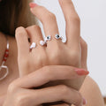 Cute Cat Paw Enamel Open Ring 6W6JRG249