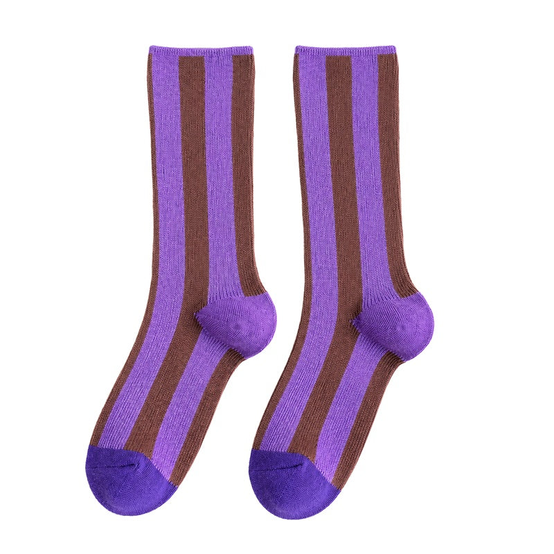 Trendy Color Contrast Striped Crew Socks 6W8FSO671