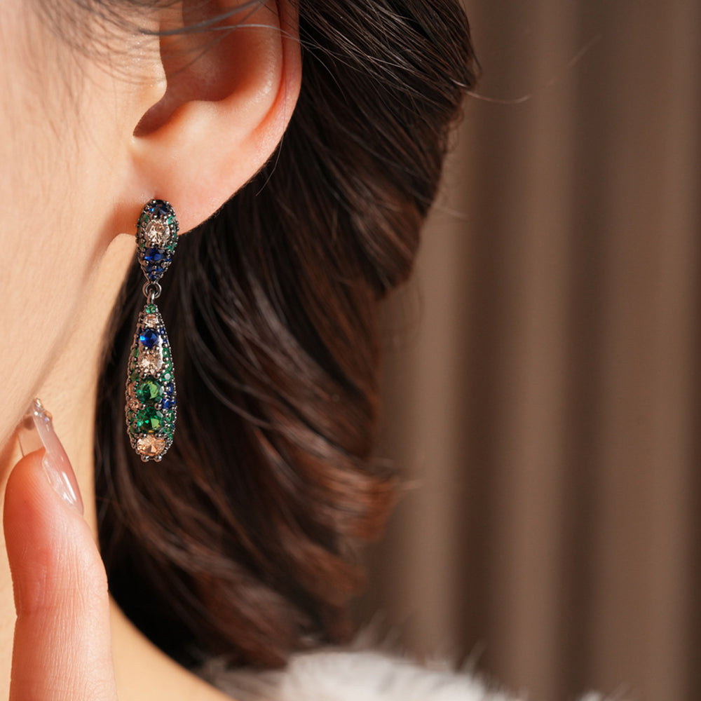 Vintage Cubic Zirconia Teardrop Dangle Earrings 6W6JER706