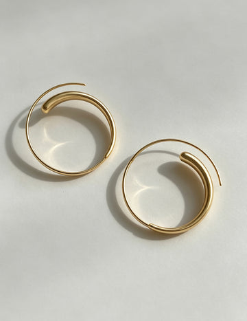 Chunky Gold Plated Geometric Statement Hoop Earrings 6W6JER714