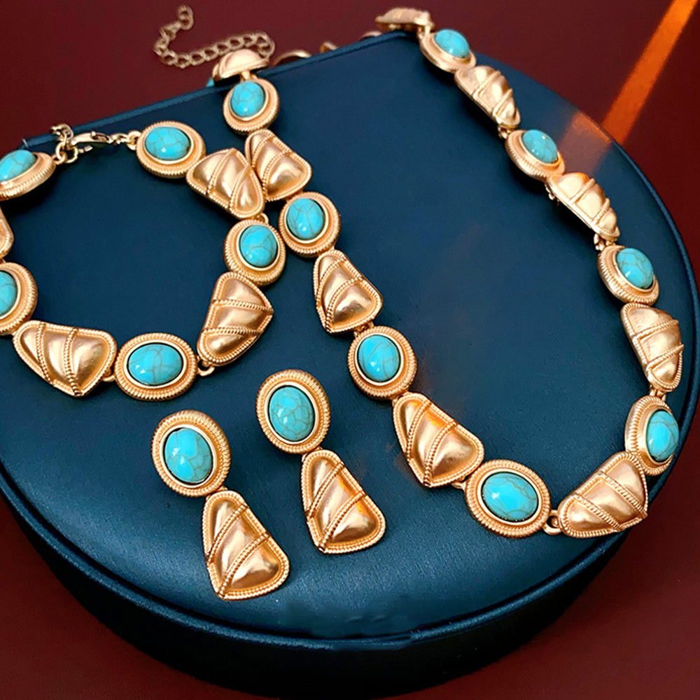 Vintage Gold Plated Geometry Shape Chain Necklace 6W6JNC891