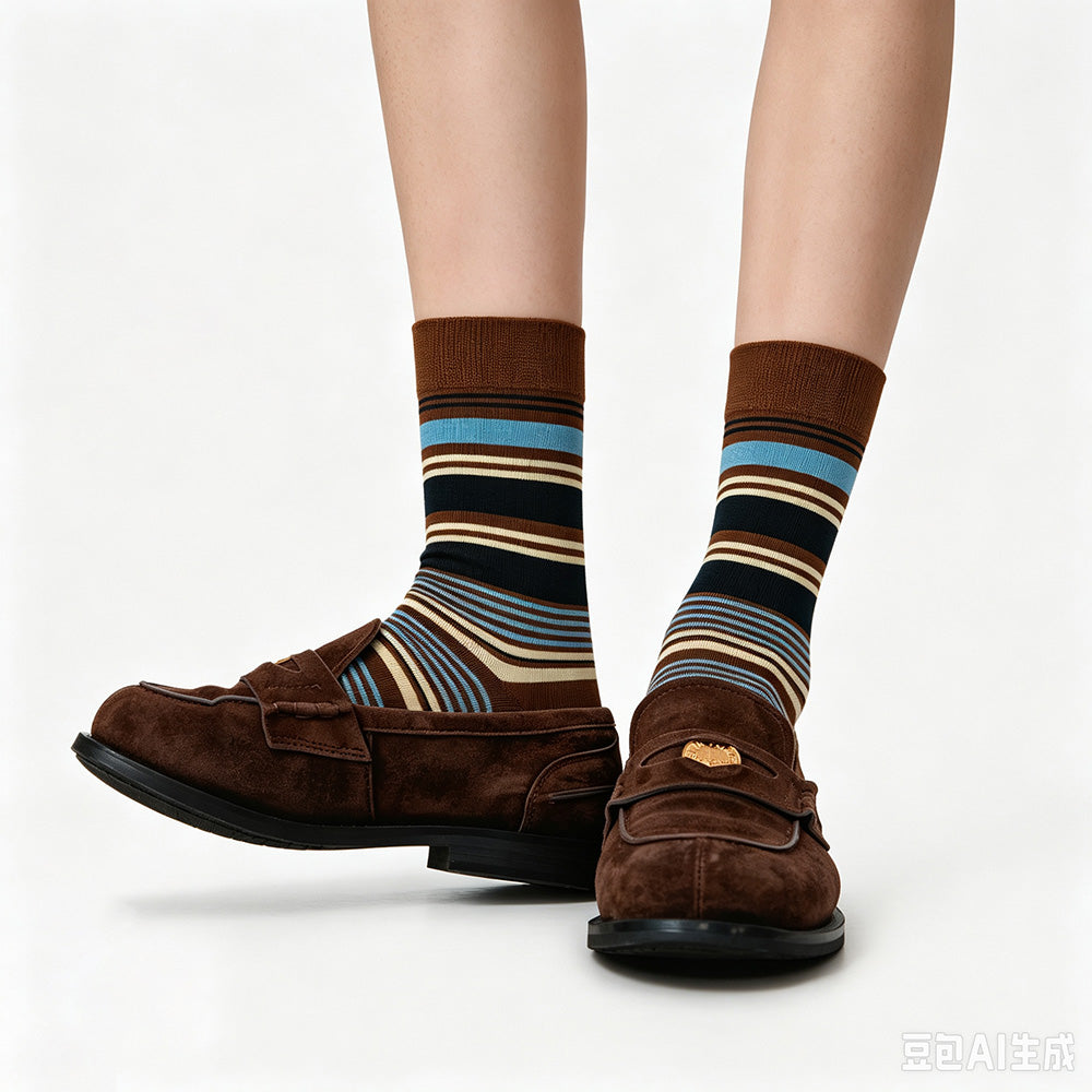 Striped Slouch Crew Socks - DippedShop Wholesale - #1011
