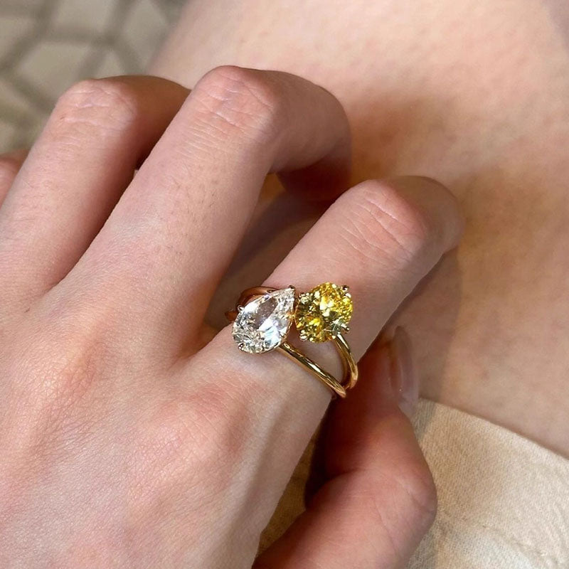 Double Rhinestone Ring - DippedShop Wholesale - #1347