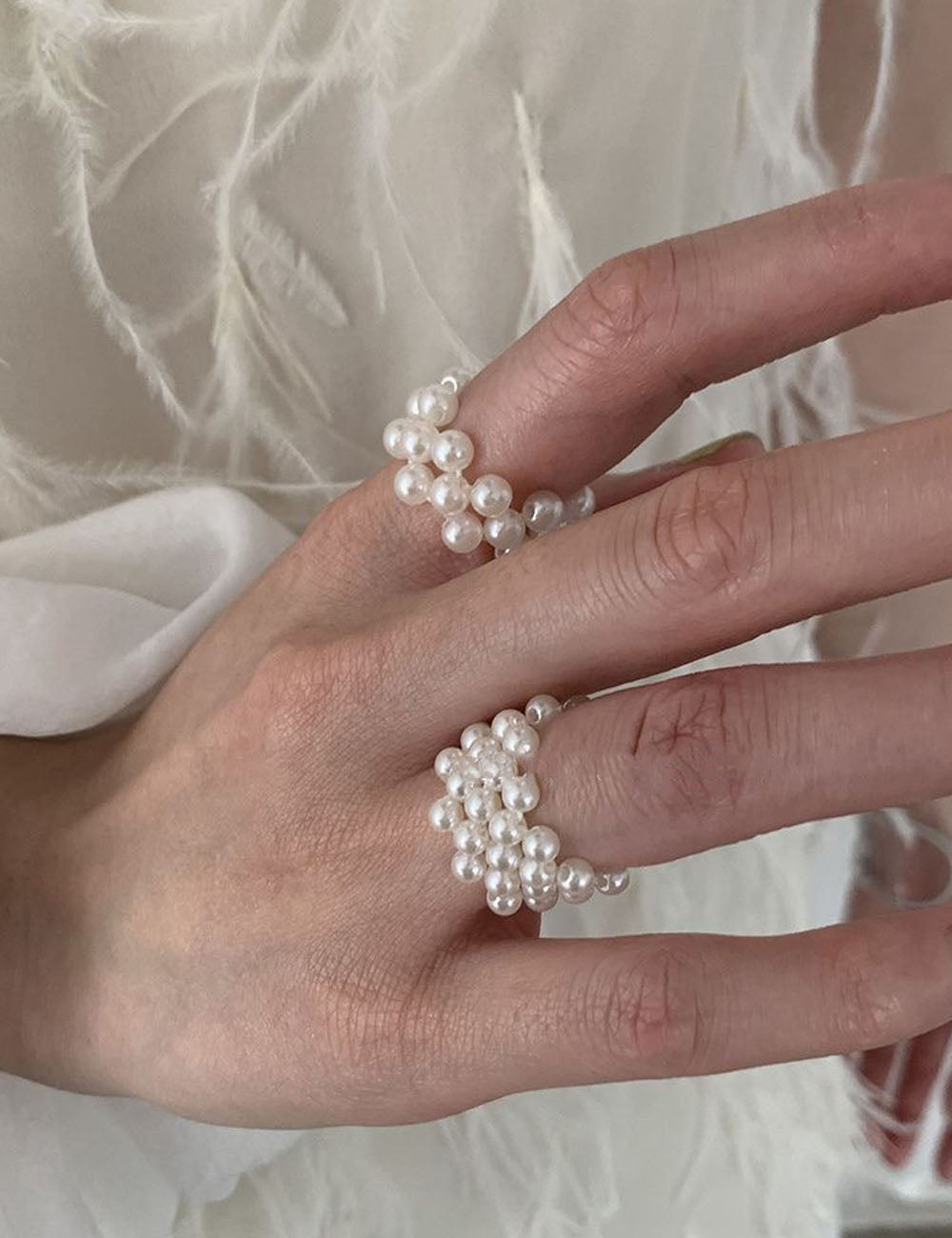 Pearl Braided Elastic Ring - DippedShop Wholesale - #5859