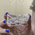 Sparkly Rhinestone Cross Multi-Layer Open Bracelet 6W6JBR586