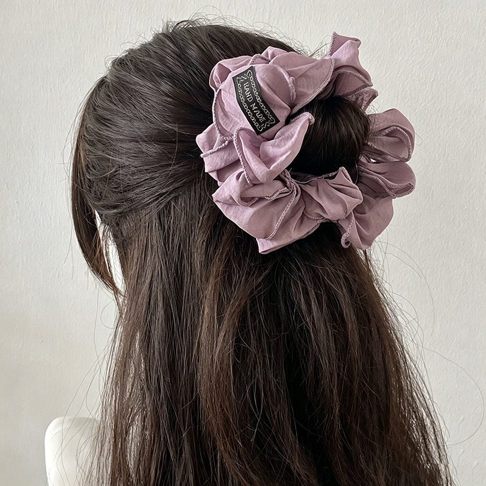 Simple Solid Color Ruffled Elastic Scrunchies 6W6HSR481