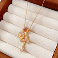 Stylish Gold Plated Rhinestone Cross Pendant Necklace 6W6JNC964
