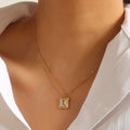 Square Zircon Pendant Necklace - DippedShop Wholesale - #5347