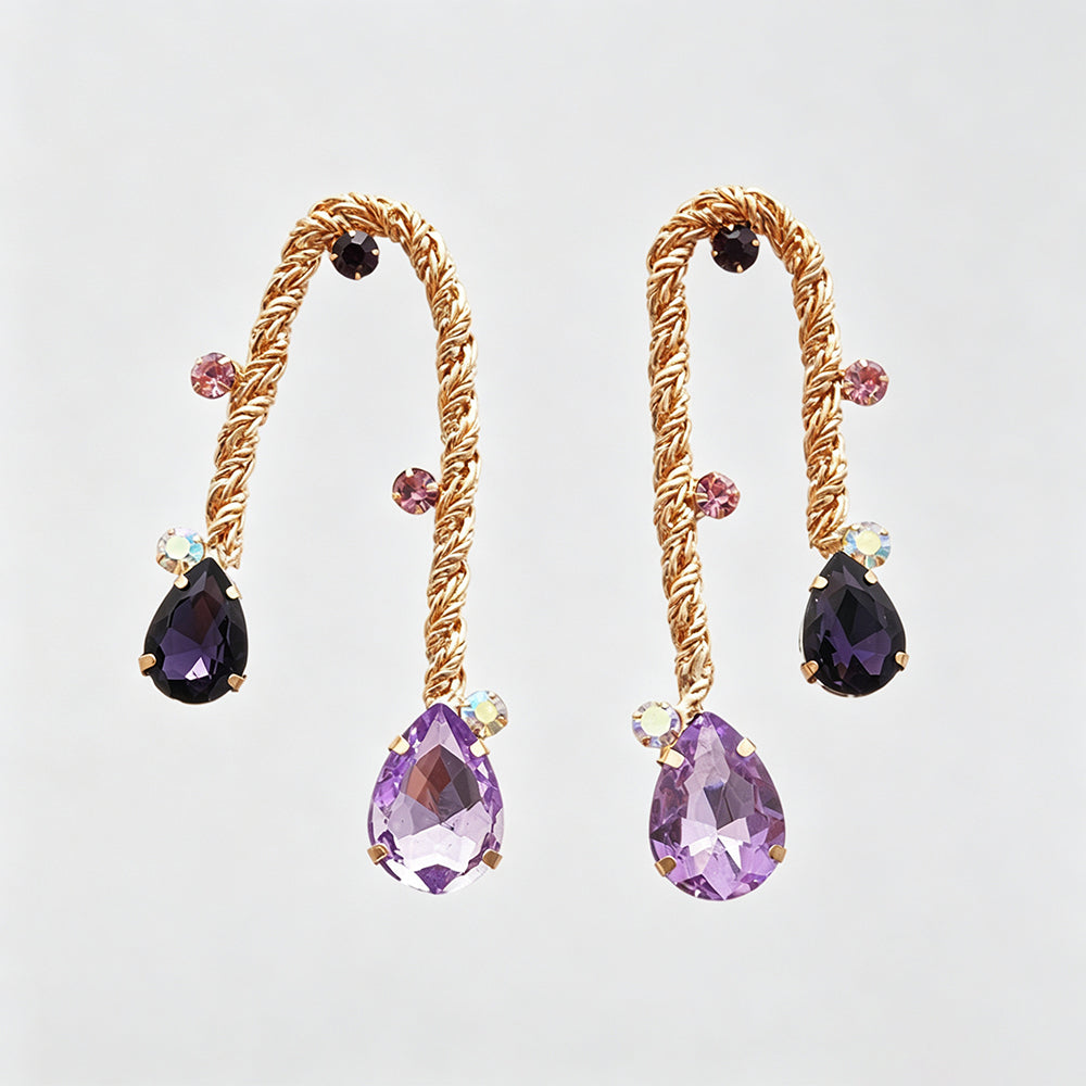 Trendy Gold Plated Teardrop Dangle Earrings 6W6JER743