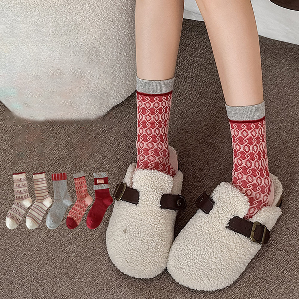 Stylish Color Block Polka Dots Knit Socks 6W8FSO1005
