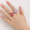 Sweet 3D Floral Heart Zircon Open Ring 6W6JRG250