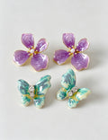 Vintage Enamel Rhinestone Flower Stud Earrings 6W6JER770