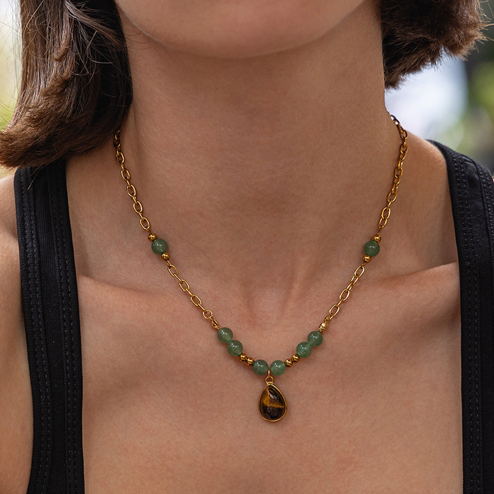 Gemstone Beaded Necklace - DippedShop Wholesale - #6051