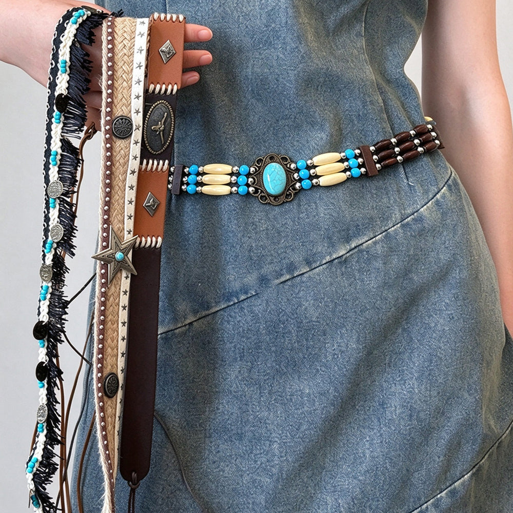 Boho Style Handmade Woven Bead Waist Belt 6W6JBT235