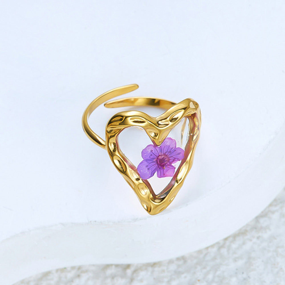 Resin Flower Open Ring - DippedShop Wholesale - #0499