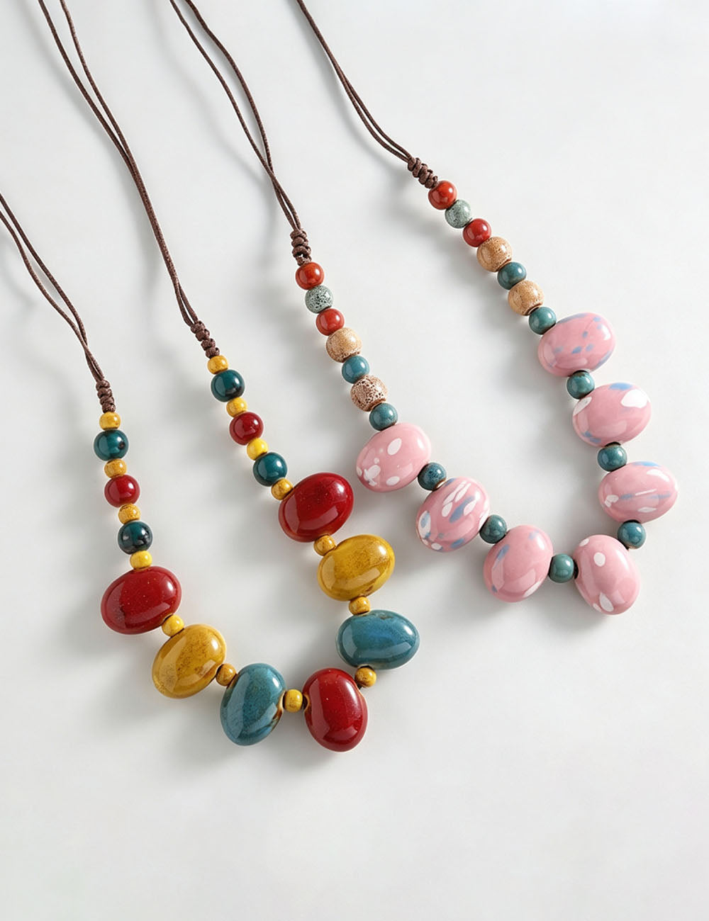 Irregular Beaded Braided Necklace - DippedShop Wholesale - #5267