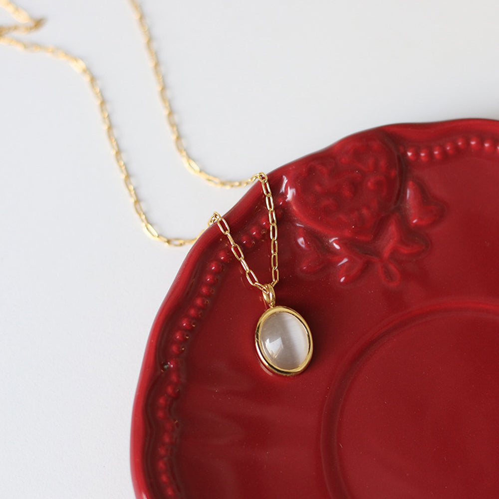 Vintage Oval Gemstone Pendant Choker Necklace 6W6JNC1082