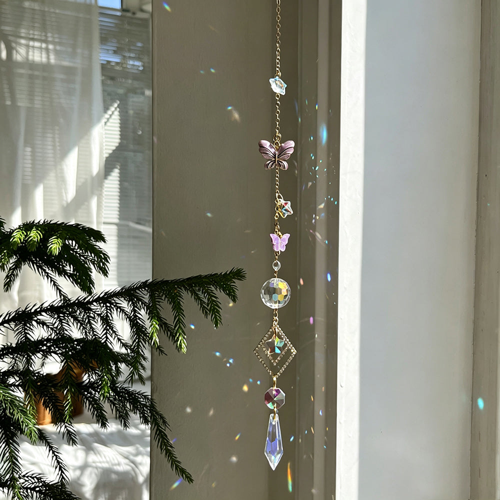 Butterfly Crystal Wind Chime Suncatcher - DippedShop Wholesale - #6547