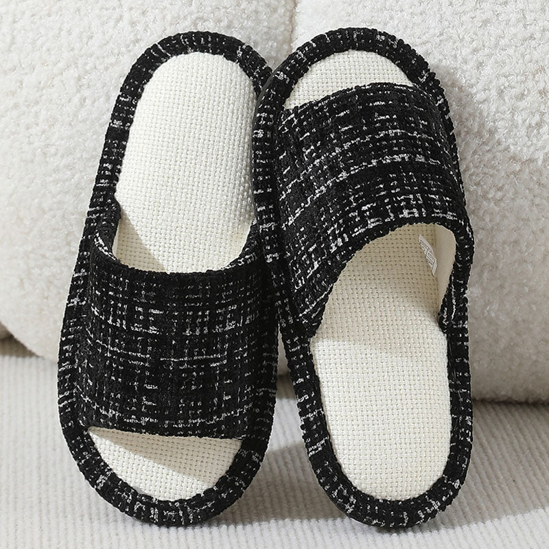 Linen Open Toe Slippers - DippedShop Wholesale - #7747