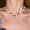 Chic Double Layer Rhinestones Heart Pendant Necklace 6W6JNC927