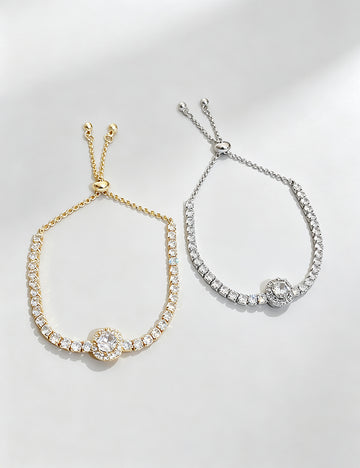 Stylish Gold Plated Rhinestones Heart Pendant Bracelet 6W6JBR715