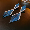 Stylish Geometry Tassel Rhinestones Stud Earrings 6W6JER807