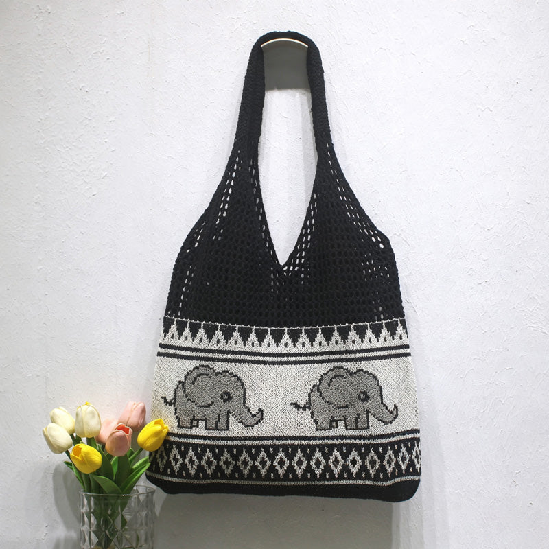Retro Elephant Knitted Hollow Shoulder Bag 6W10BBG1795