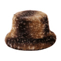 Fuzzy Plush Deer Print Warm Bucket Hat 6W6HAT824