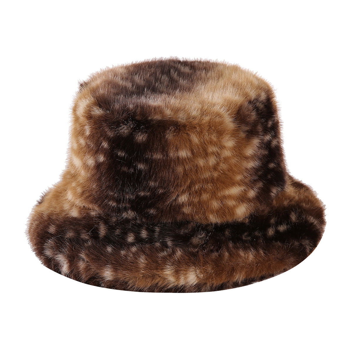 Fuzzy Plush Deer Print Warm Bucket Hat 6W6HAT824