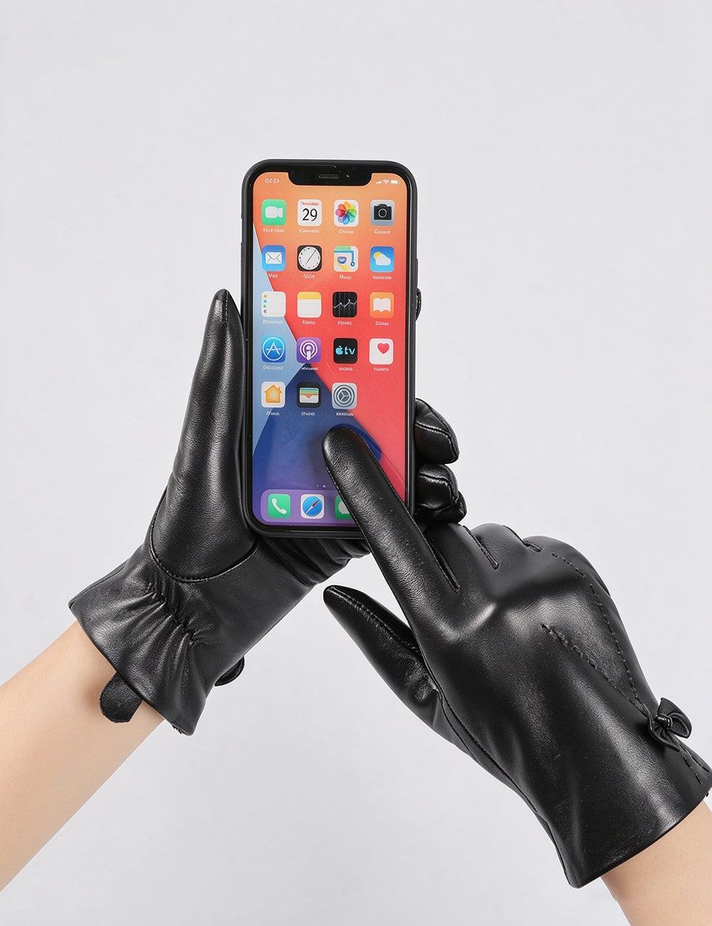 Fleece Lined Leather Touchscreen Gloves - DippedShop Wholesale - #2563