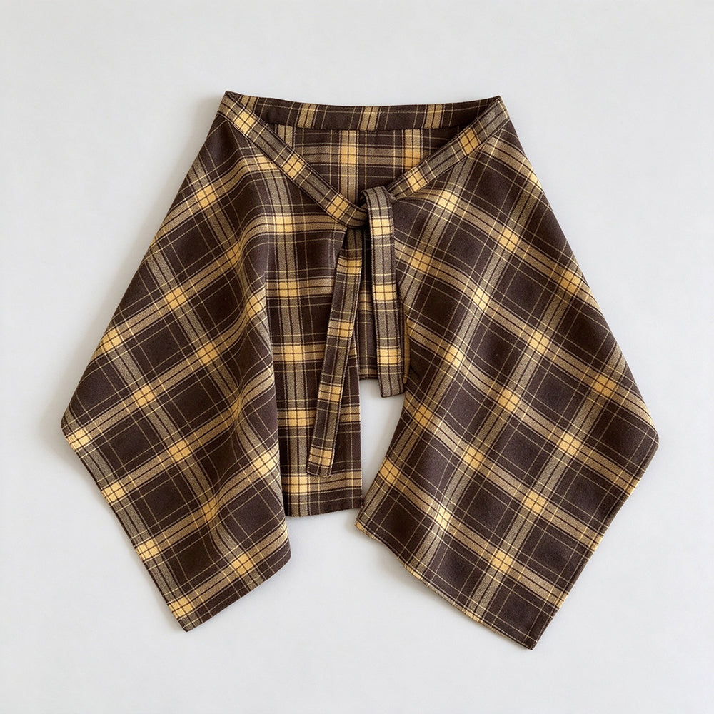 Fashion Plaid Half Skirt Tie Waist Hip Scarf 6W1SL43