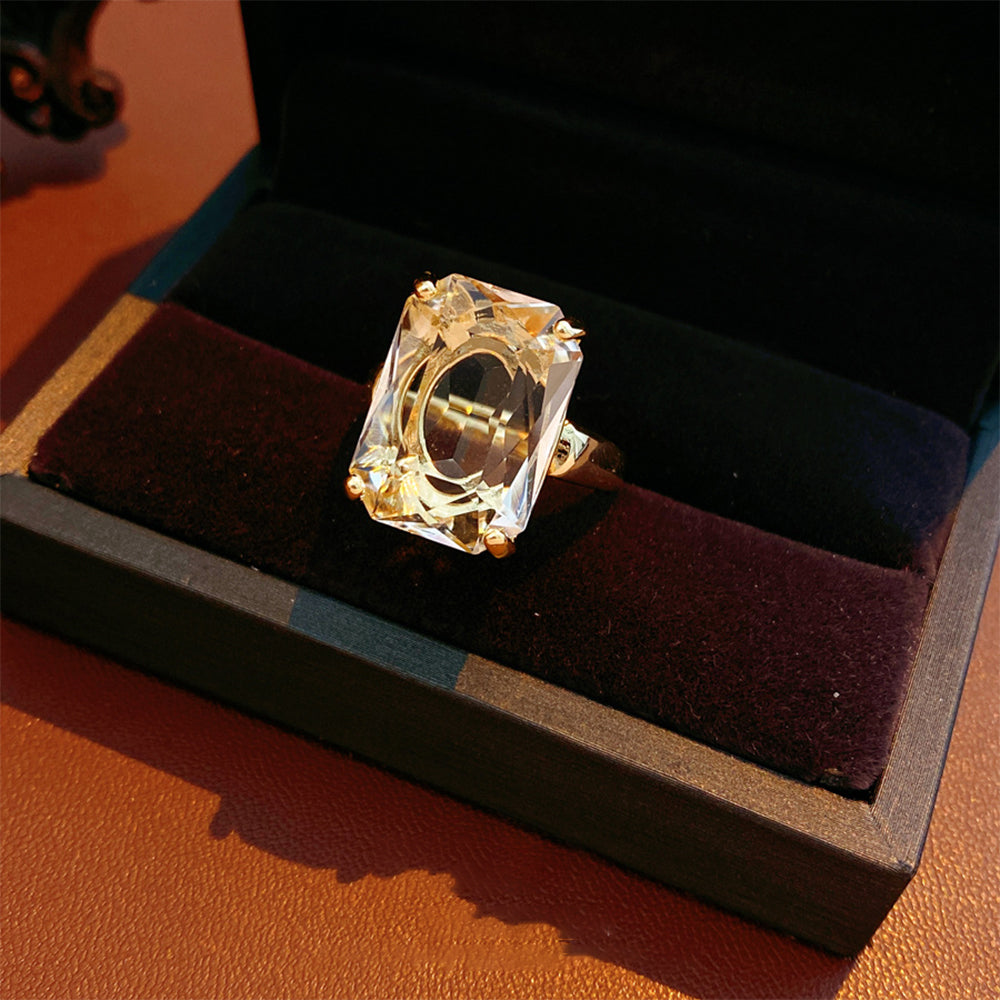 Chunky Square Cubic Zirconia Open Ring 6W6JRG361