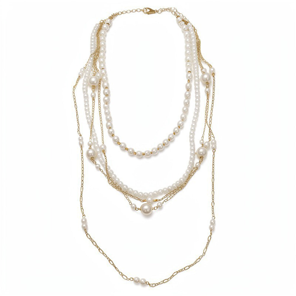 Multi-Layer Pearl Long Necklace - DippedShop Wholesale - #6227