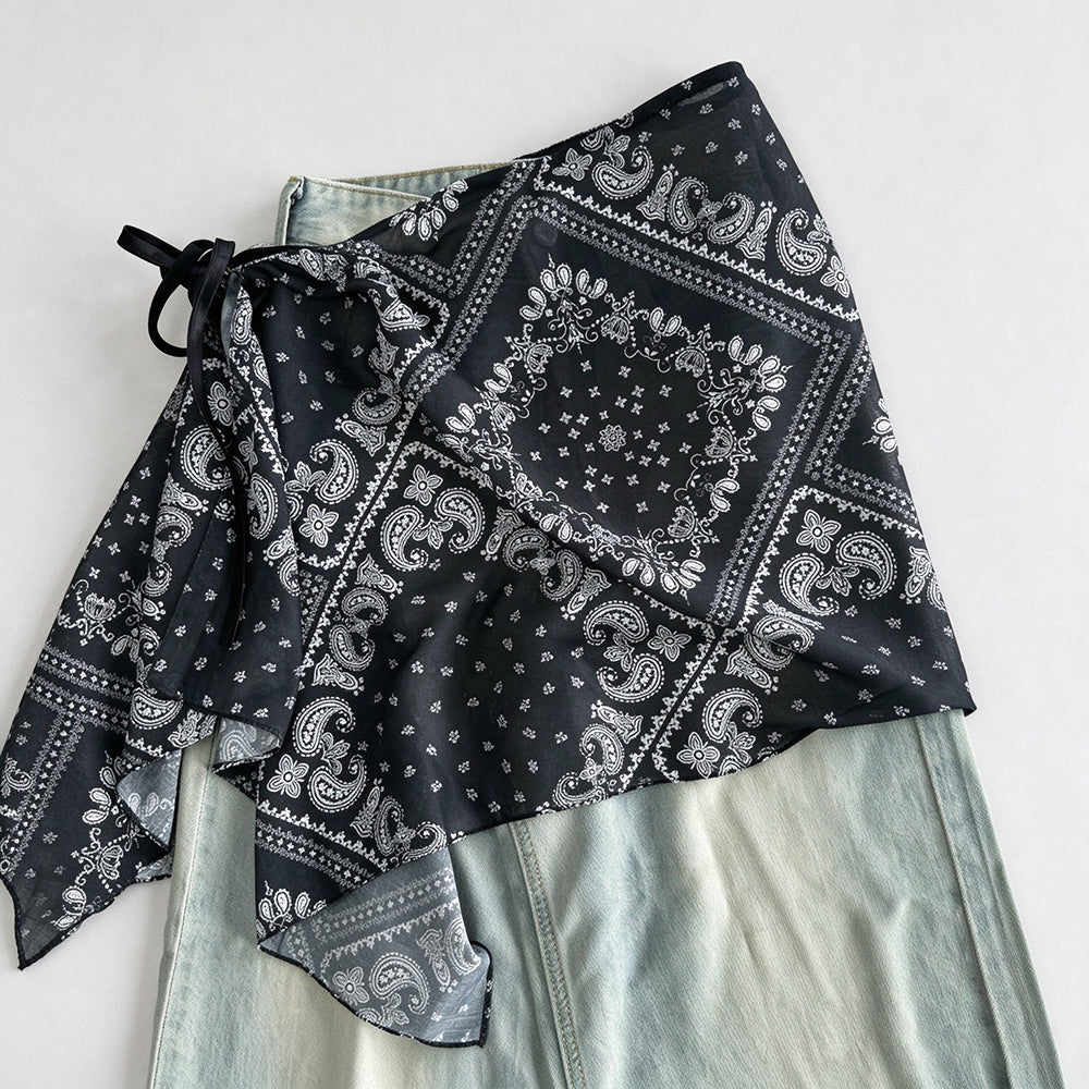 Trendy Floral Print Tie Waist Wrap Hip Scarf 6W1SL45