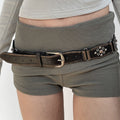 Trendy Hollow Studded Metal Buckle Belt 6W6JBT229