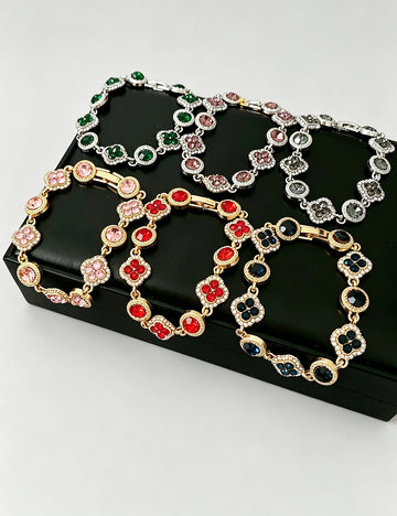 Vintage Gold Plated Floral Rhinestones Bracelet 6W6JBR722