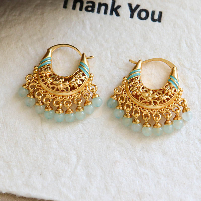 Bohemian Pearl Tassel Hoop Earrings - DippedShop Wholesale - #9875