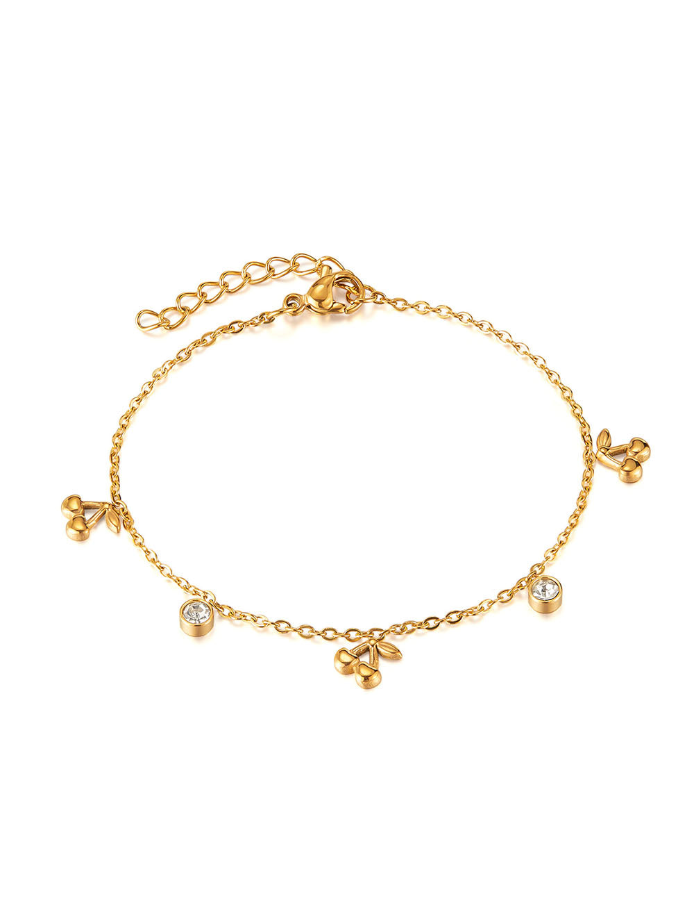 Creative Cherry Gold Plated Rhinestone Bracelet DP25E775