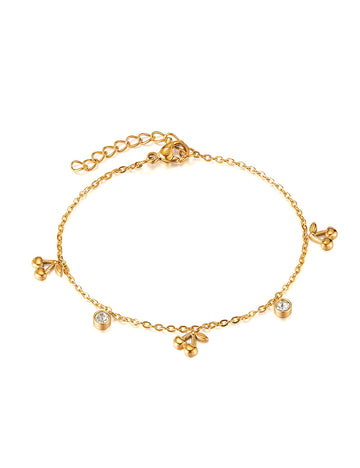 Creative Cherry Gold Plated Rhinestone Bracelet DP25E775