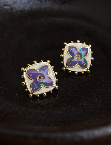 Vintage Gold Flower Stud Earrings - DippedShop Wholesale - #6515