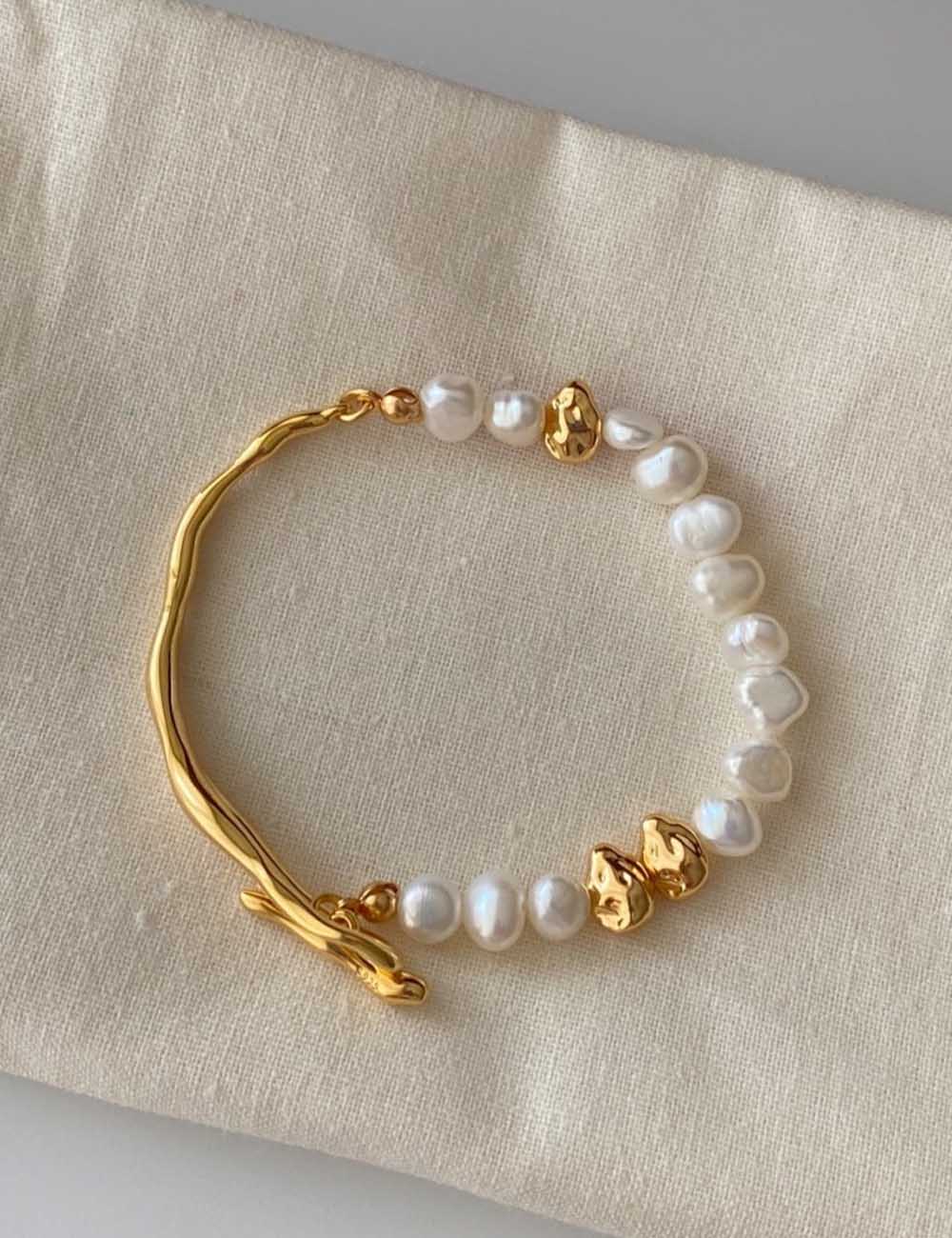 Baroque Pearl Chain Bracelet - DippedShop Wholesale - #0355
