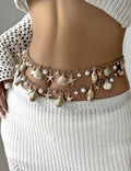 Boho Gold Plated Shell Starfish Waist Chain 8ZA6JBC89T