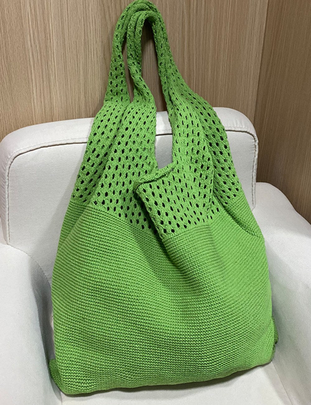 2+ Solid Color Simple Hollow Out Knit Shoulder Bag DPB1101